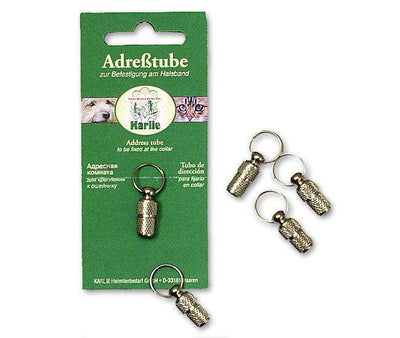 Karlie Adresstube - Silberfarben, Klein – für Katzen und Hunde