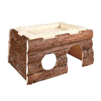 Trixie Blockhaus Tilde mit Kuschelbett für Meerschweinchen – herausnehmbar