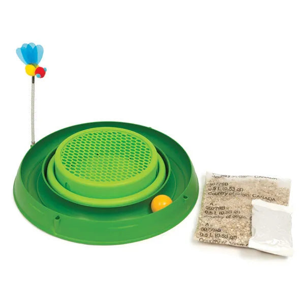 CATIT Play-n-Scratch Katzenspielzeug mit Grasgarten – fördert Spiel und Krallenpflege