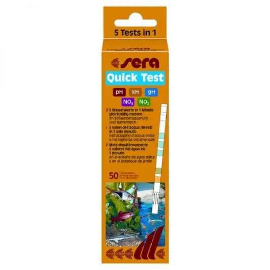 Sera Quick Test – 50 Teststreifen für 5 Wasserwerte im Aquarium