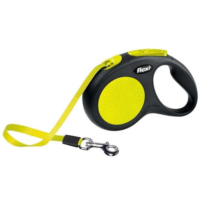 Flexi New Classic Neon Gurt-Roll-Leine - reflektierend, mit Bremssystem