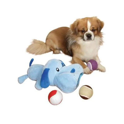 Kerbl Spielset für Hunde – Plüsch-Hund und Tennisbälle