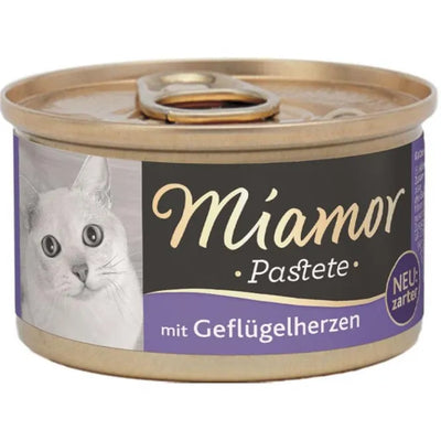 Miamor Pastete Geflügelherzen - 12x85g – zarte Fleischpastete