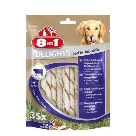 8in1 Delights Beef Twisted Sticks – Kausnack für Hunde