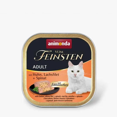 Animonda vom Feinsten mit Schlemmerkern mit Huhn, Lachfilet & Spinat - 32x100g – ohne Getreide