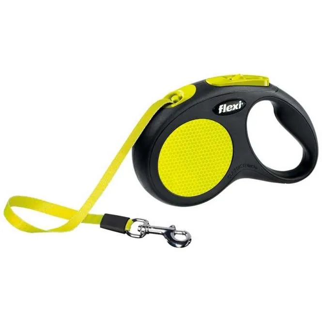 Flexi New Classic Neon Gurt-Roll-Leine - reflektierend, mit Bremssystem