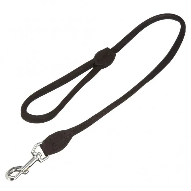 Karlie Buffalo Rund Leine - Schwarz, 100cm, 10mm – hochwertige Lederleine