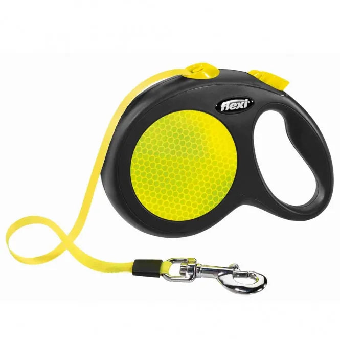 Flexi New Classic Neon Gurt-Roll-Leine - reflektierend, mit Bremssystem