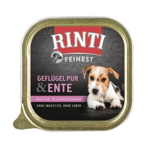 Rinti Schale Feinest Geflügel Pur & Ente - Hundefutter (11x150g)