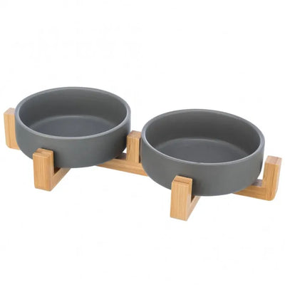 Trixie Napf-Set aus Keramik/Holz – rutschfest, 0,3 l