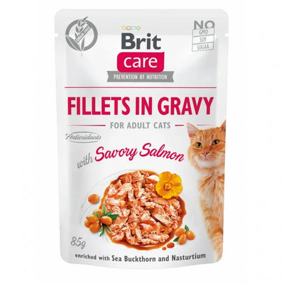 Brit Care Cat PB Fillets in Gravy - Lachs 85g – Nassfutter für Katzen