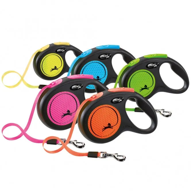 Flexi New Classic Neon Gurt-Roll-Leine - reflektierend, mit Bremssystem