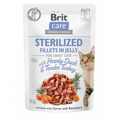 Brit Care Cat PB Fillets in Jelly - Ente & Truthahn Sterilized 85g – Nassfutter