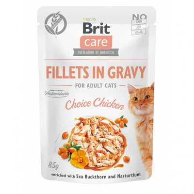 Brit Care Cat PB Fillets in Gravy - Huhn 85g – Nassfutter für Katzen