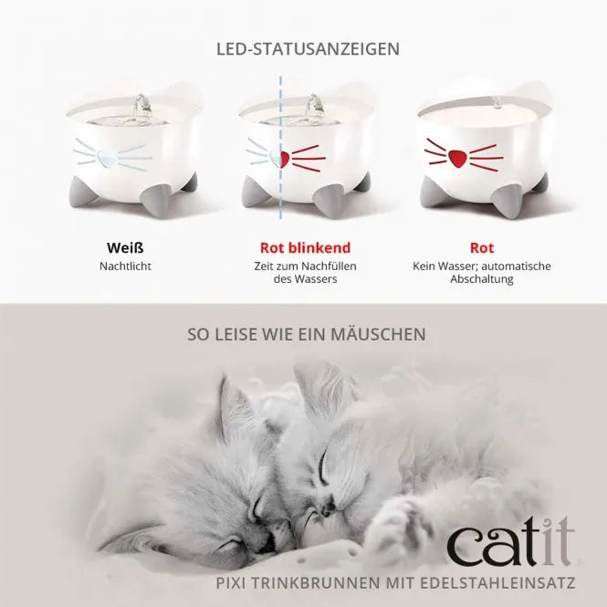 Catit PIXI Trinkbrunnen mit Edelstahleinsatz - 2,5 Liter