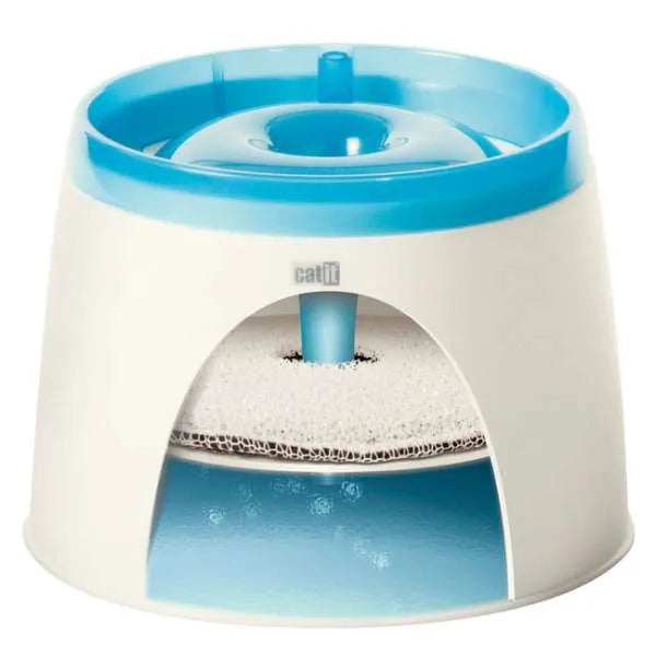 CATIT Fresh+Clear Trinkbrunnen 2L - Blau – fördert Trinkverhalten