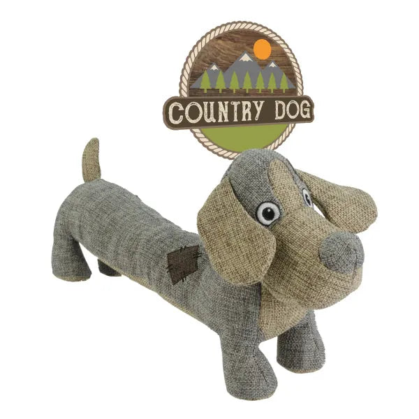 Country Dog Lucky – Leinenstoff Kuscheltier mit Quietscher