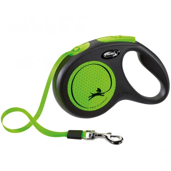 Flexi New Classic Neon Gurt-Roll-Leine - reflektierend, mit Bremssystem