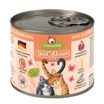 GranataPet Delicatessen Dose Kalb & Kaninchen für Katzen – Immunstärkung, ohne Getreide