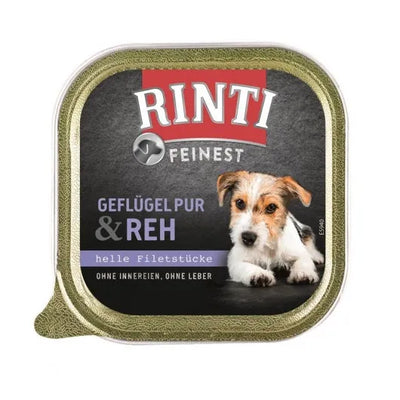 Rinti Schale Feinest Geflügel Pur & Reh - Hundefutter (11x150g)