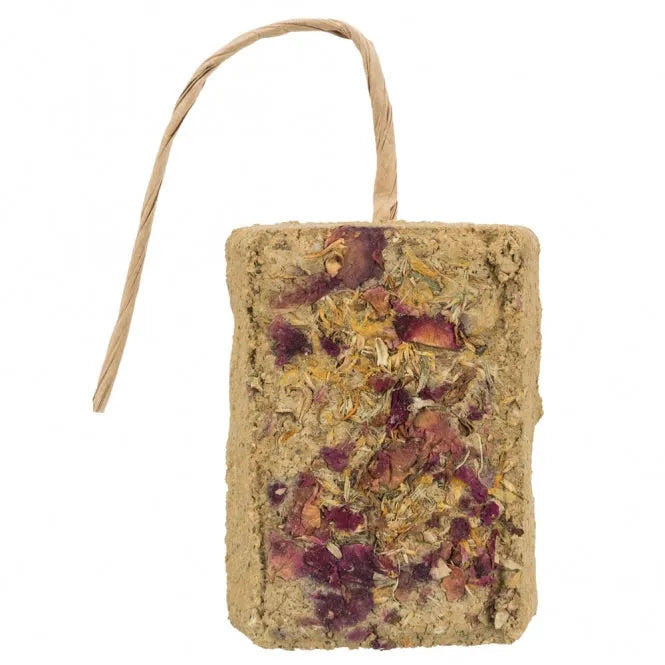 Trixie Lehmstein mit Blüten - 100g – natürlicher Snack für Kleinnager