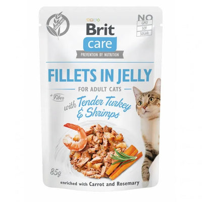 Brit Care Cat PB Fillets in Jelly - Truthahn & Shrimps 85g – Nassfutter