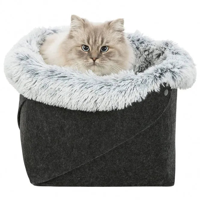 Trixie Katzenbett Harvey aus Filz und Plüsch - ø 33 x 27 cm – herausnehmbarer Bezug