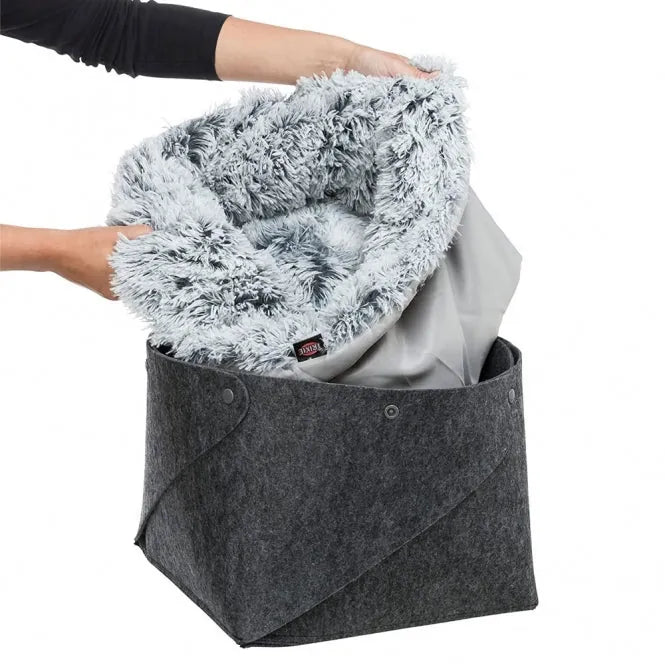 Trixie Katzenbett Harvey aus Filz und Plüsch - ø 33 x 27 cm – herausnehmbarer Bezug