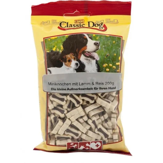 Classic Dog Snack Miniknochen mit Lamm & Reis - 12x200g – idealer Belohnungssnack