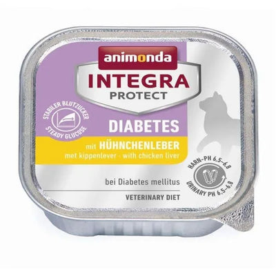 Animonda Cat Schale Integra Protect Diabetes mit Hühnchenleber - Diätfutter für Katzen (16x100g)