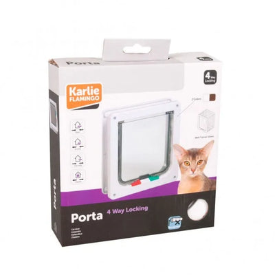 Karlie 4-Wege-Katzentür - weiß – flexibel und sicher für Katzen