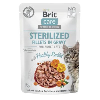 Brit Care Cat PB Fillets in Gravy - Kaninchen Sterilized - 24x85g – Nassfutter