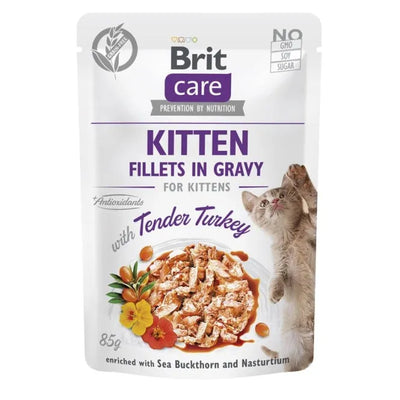 Brit Care Cat PB Fillets in Gravy - Truthahn Kitten - 24x85g – Nassfutter