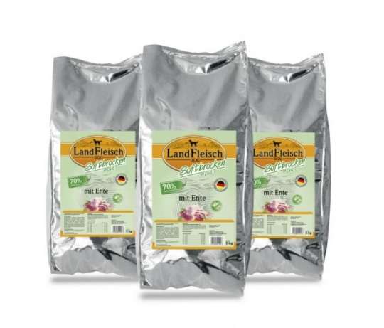 Landfleisch Softbrocken mit Ente – 70 % Frischgeflügel, getreidefrei