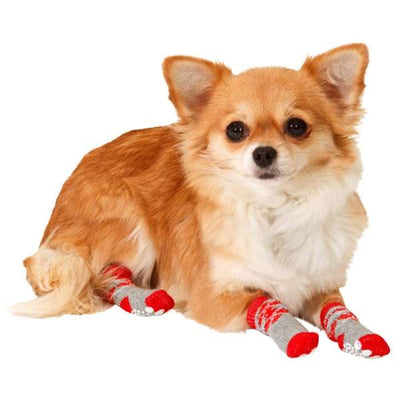 Karlie Doggy Socks Hundesocken 4er Set - Rot/Grau - M