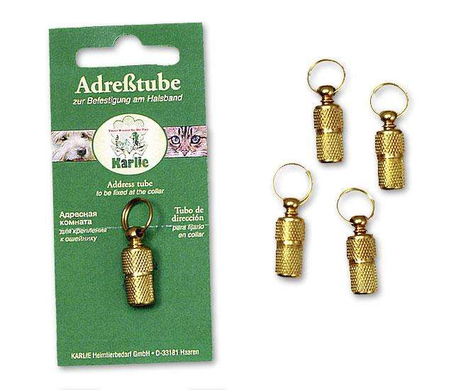 Karlie Adresstube - Goldfarben für Hunde, robust und langlebig