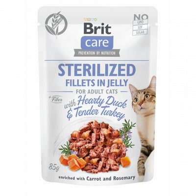 Brit Care Cat PB Fillets in Jelly - Ente & Truthahn Sterilized 85g