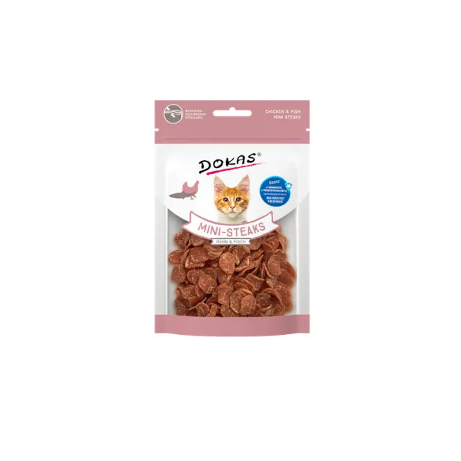 Dokas Cat Snack Mini-Steaks Huhn + Fisch 25g - Gourmet-Leckerli