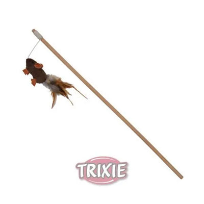 Trixie Spielangel Plüschmaus mit Federn – 50 cm