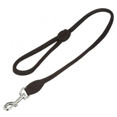 Karlie Buffalo Rund Leine - Schwarz, 100cm, 10mm – hochwertige Lederleine