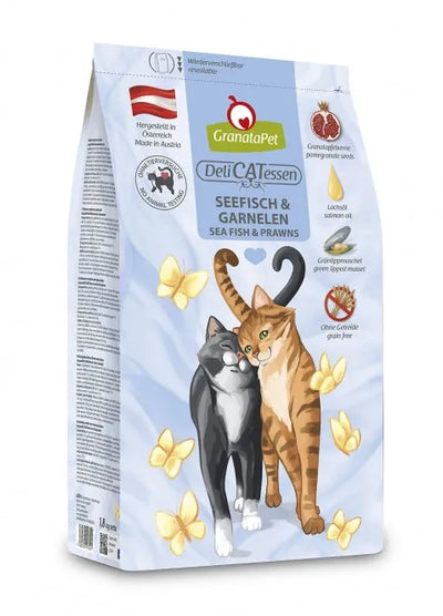 GranataPet DeliCatessen Seefisch & Garnelen Katzenfutter mit Taurin und Granatapfelkernen