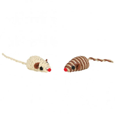 Trixie Spielmaus mit Baumwollgarn und Bast – 5 cm
