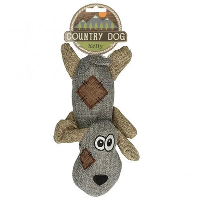 Country Dog Nelly - Leinenstoff Kuscheltier mit Quietscher