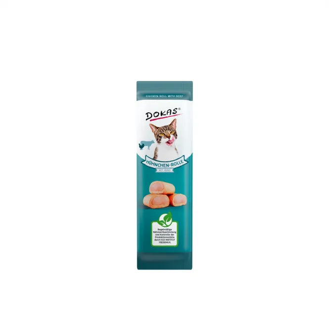 Dokas Cat Snack Hühnchen-Rolle mit Rind 10g - Leckerer Snack