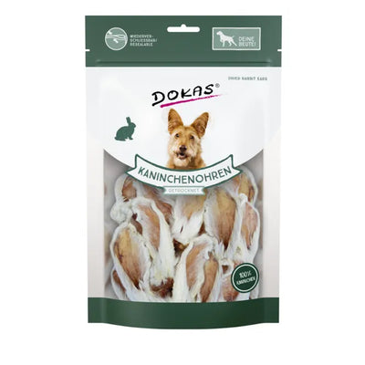 Dokas Dog Snack Kaninchenohren mit Fell getrocknet 100 g - Kauspaß pur