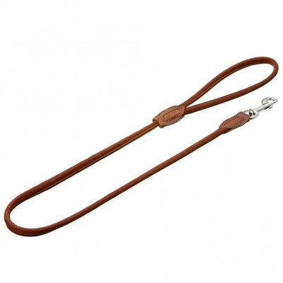 Karlie Buffalo Rund Leine - Braun, 100cm, 8mm – langlebige Lederleine