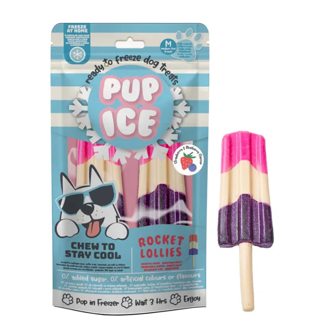 Pup Ice Rocket Lollies Strawberry & Blueberry M - 2 Stück