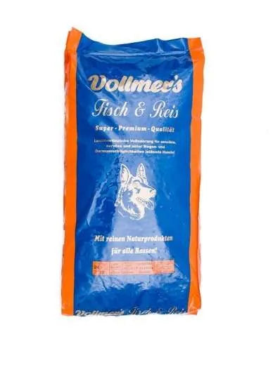 Vollmers Fisch & Reis - leichtverdauliche Nahrung für sensible Hunde