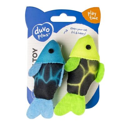 Duvoplus Cat Toy Flash Fische - blau/grün – mit Katzenminze