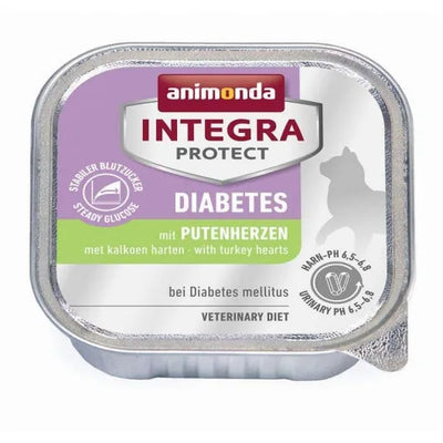 Animonda Cat Schale Integra Protect Diabetes mit Putenherzen - Diätfutter für Katzen (16x100g)
